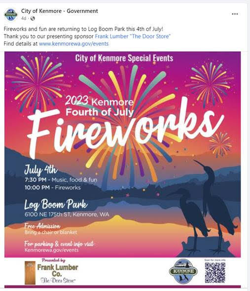 4th of July Fireworks at Log Boom Park